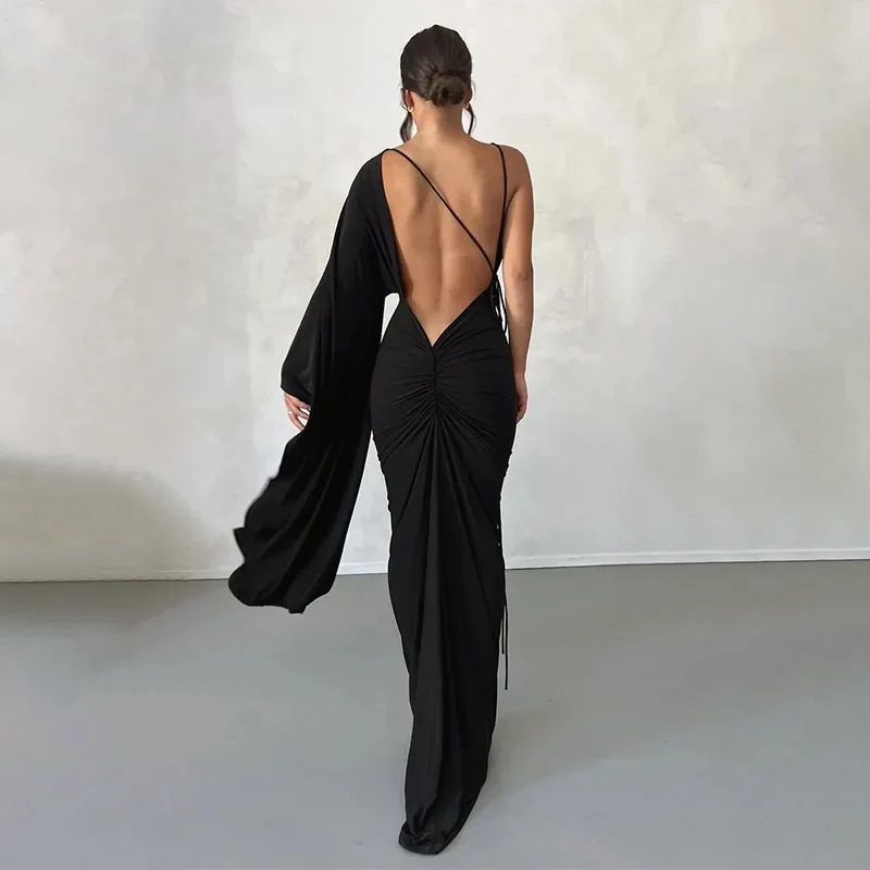 Vestido One Shoulder Luxe – Negro
