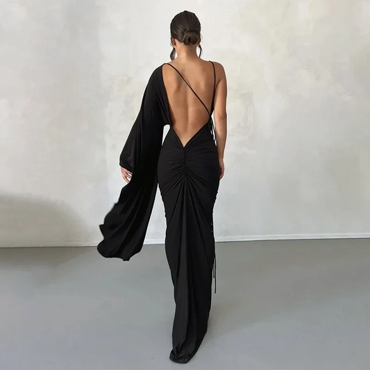 Vestido One Shoulder Luxe – Negro