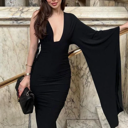 Vestido One Shoulder Luxe – Negro